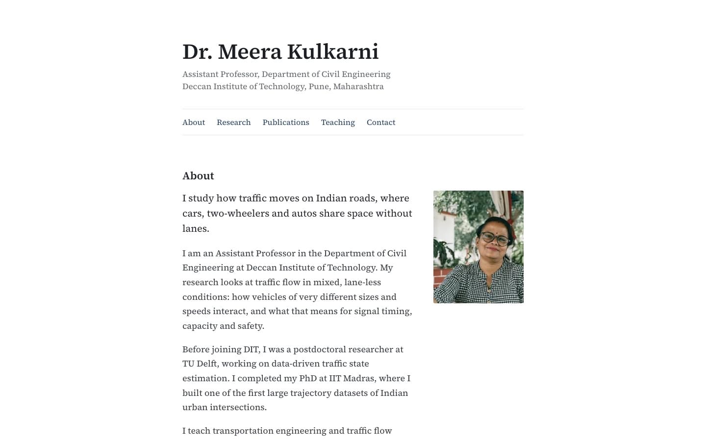 Screenshot of the Minimal Scholar template